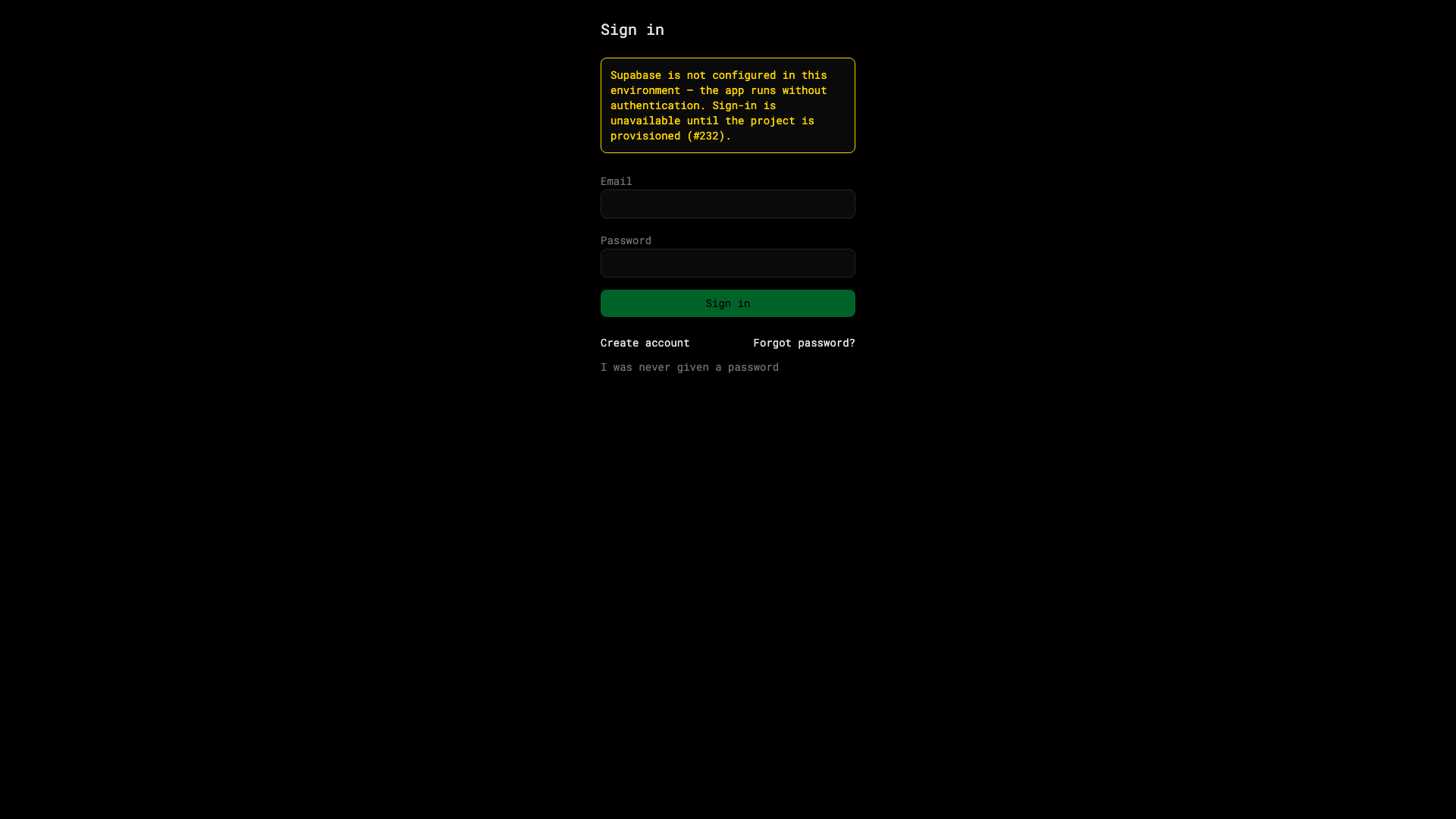 The sign-in page